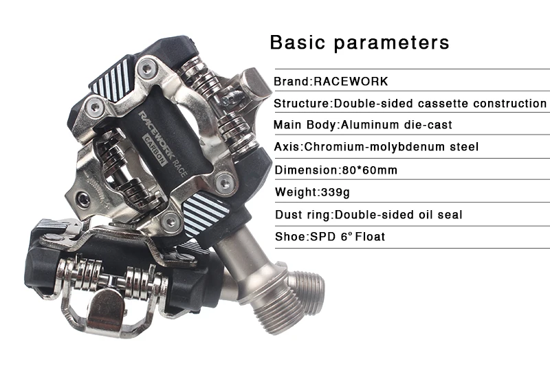 RACEWORK X-M8100 MTB Bike Pedals Ultra-light Self-locking DU+ Ball-bearing Bicycle Pedals Compatible With The Shimano SPD System