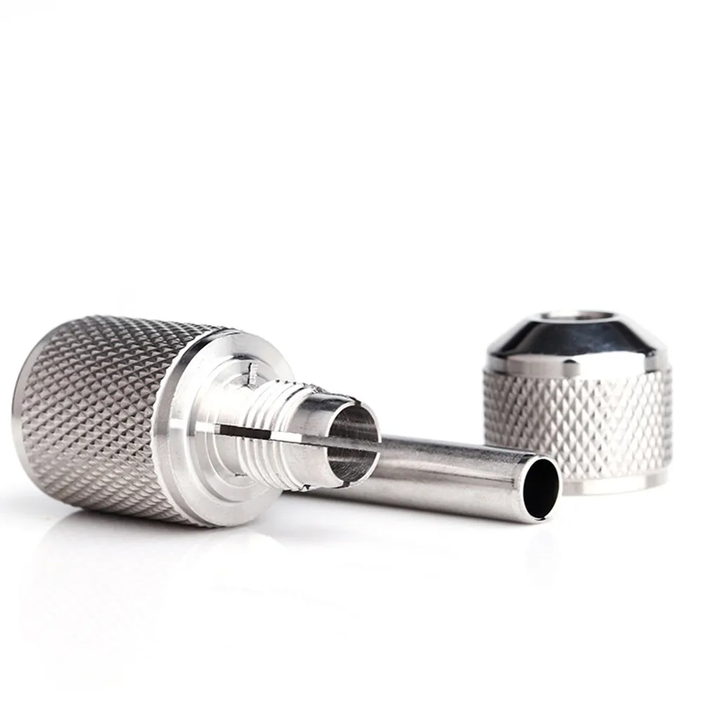

Self-Locking Stainless Steel Machine Handle 22Mm Professional Portable Anti-Slip Tattoo Grip Body Art Supply Silver