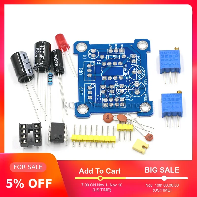 NE555 Pulse Frequency Duty Cycle Square Wave Rectangular Wave Signal Generator Adjustable 555 Board NE555P Module