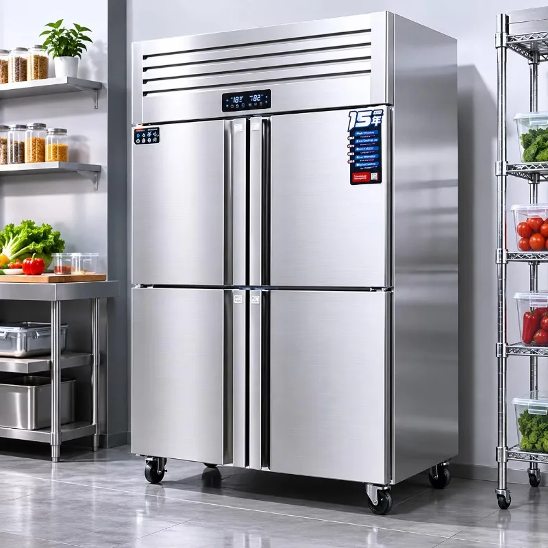 Commercial Kitchen 4-door Upright Refrigerator Stainless Steel Freezer Industrial Nevera Refrigerator Equipment
