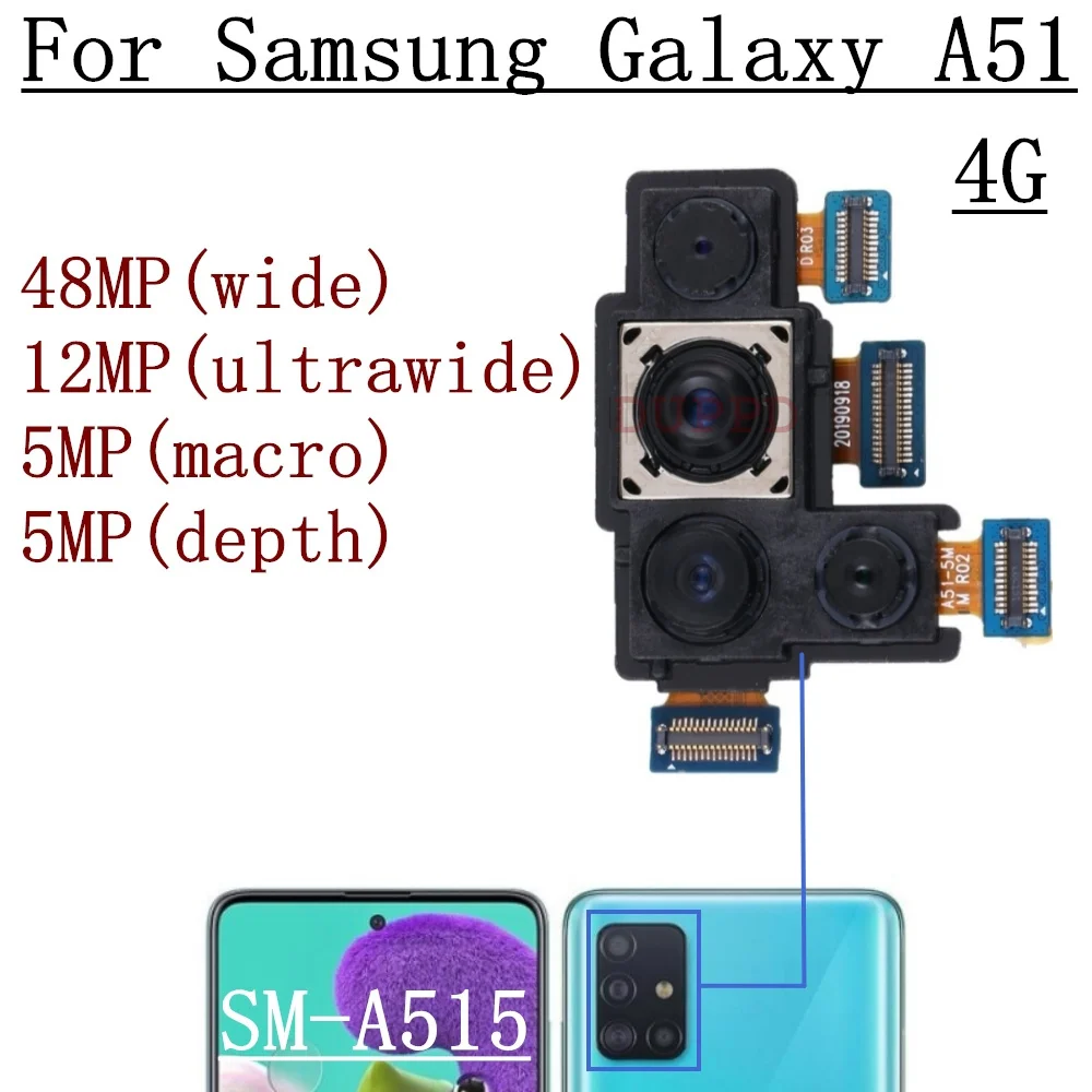 Back Main Front Facing Camera For Samsung A51 A515F A515U A515W Ultrawide Macro Depth Rear Camera Module Flex Cable