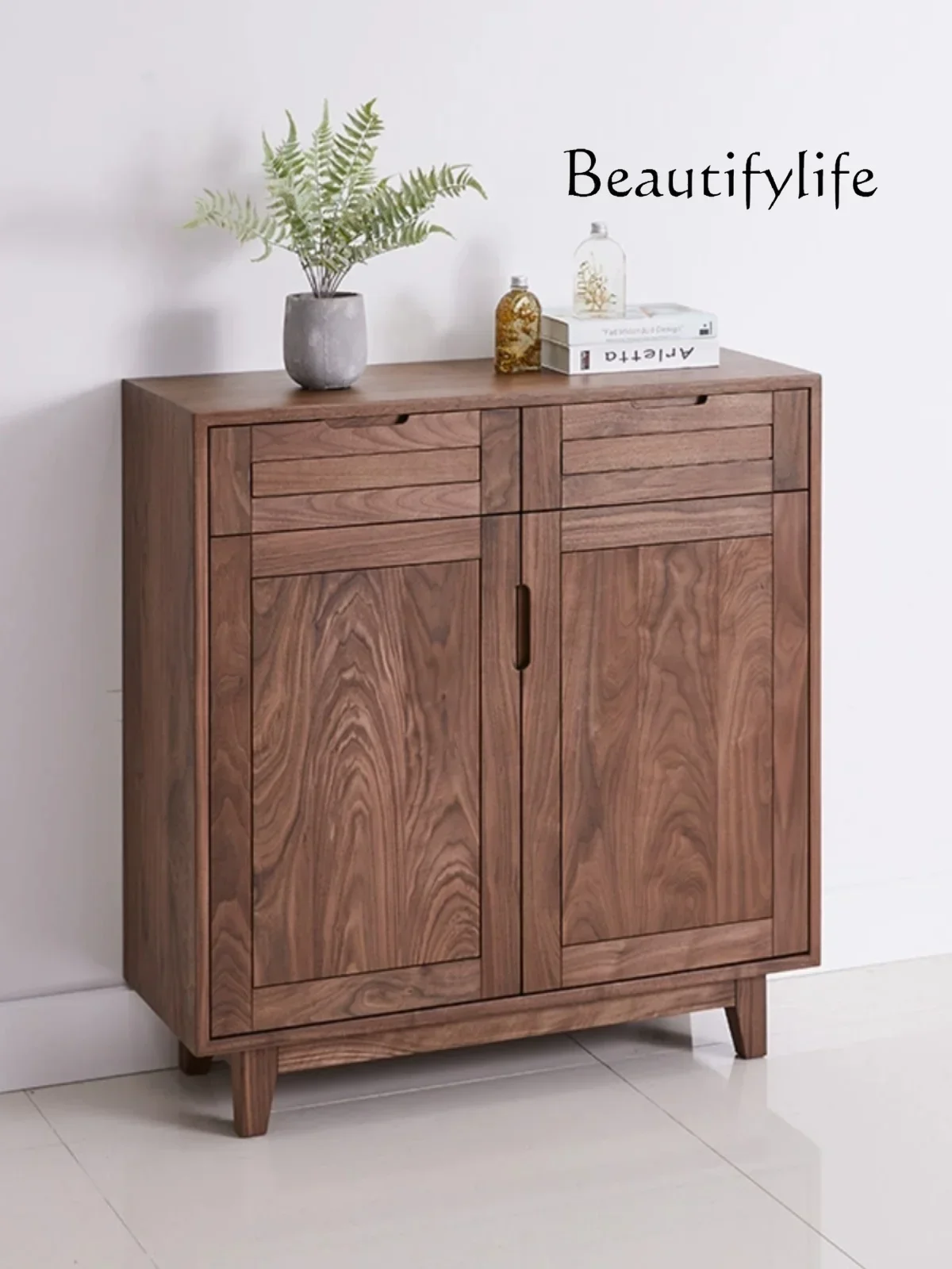 North America Black Walnut Home Entrance Cabinet New Chinese Zen Sideboard Cabinet Modern Minimalist Storage Cabinet