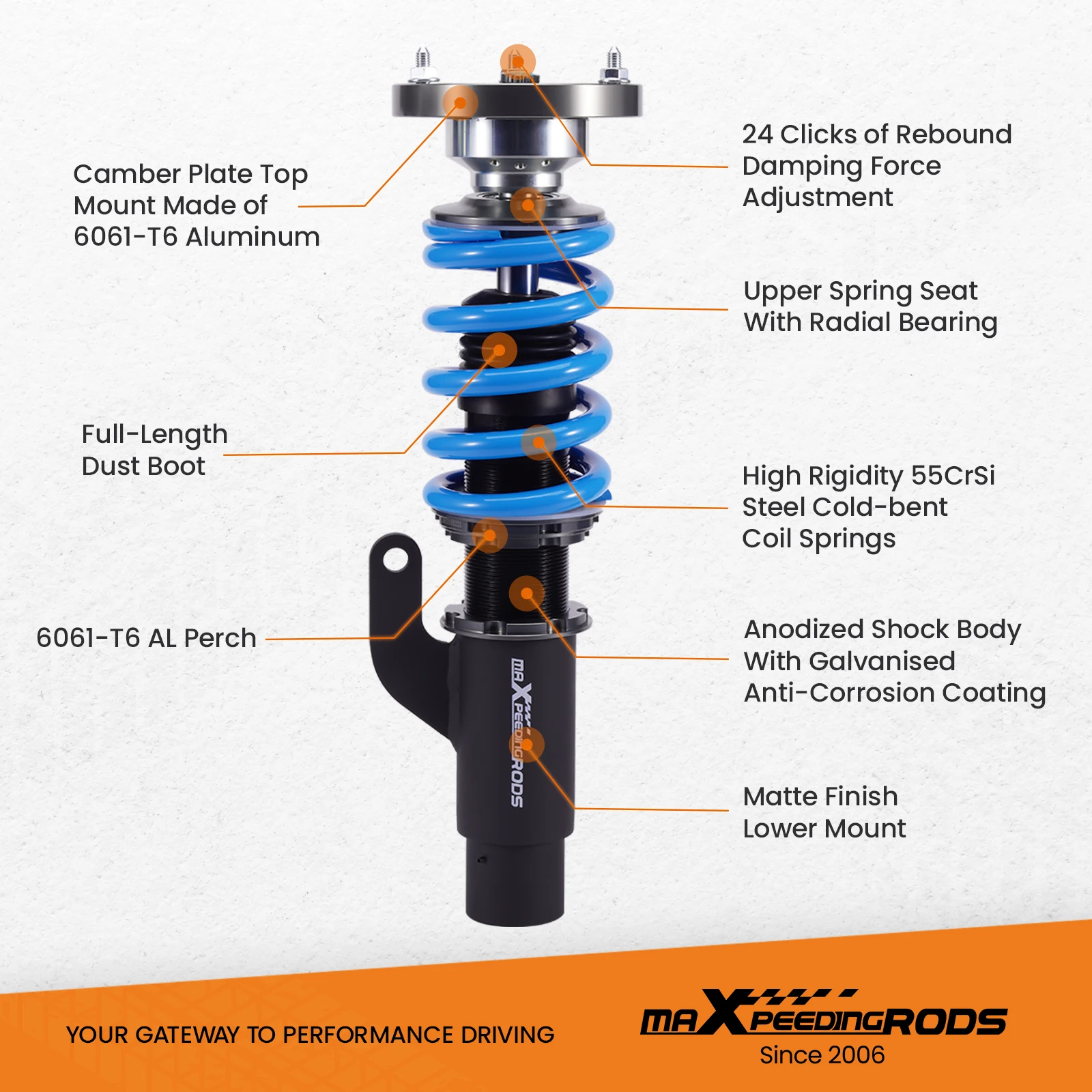 MaXpeedingrods T6 Coilovers Lowering Coils for BMW 3-Series E90 xDrive AWD 06-11 Coilovers Lowering Coils