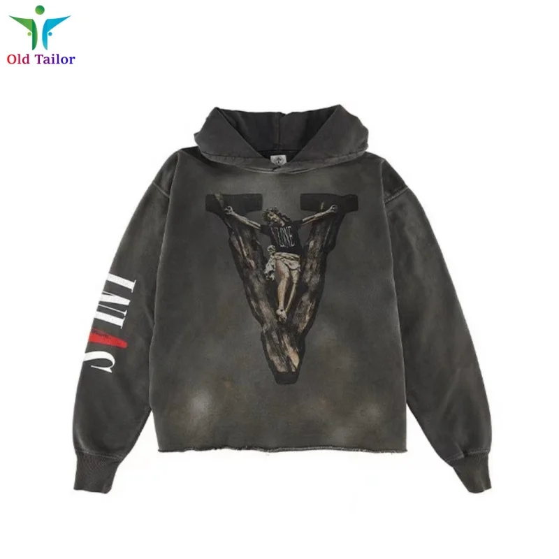 Multicolor SAINT Mens Womens High Quality Hoodie Street Clothing Vintage Cotton Broken Hole Casual Loose SAINT Pullover