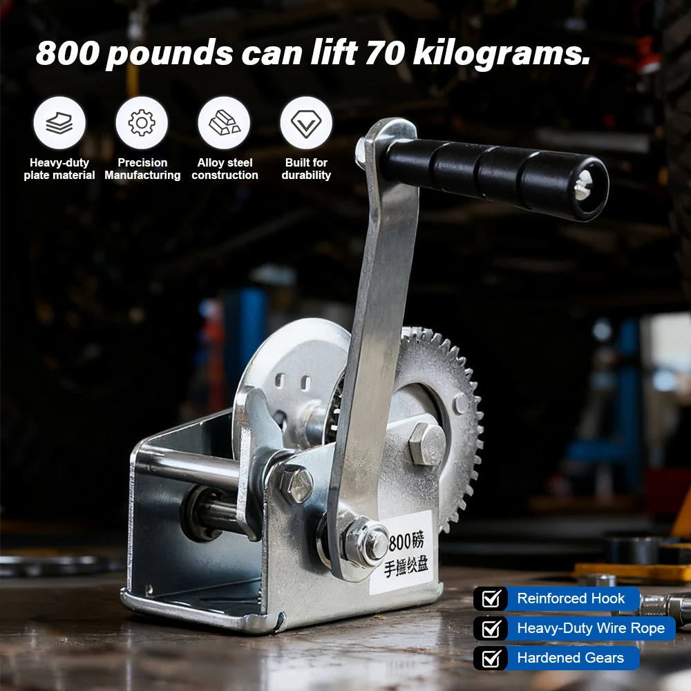 

Ручная лебедка на 800 фунтов, бытовая, 2-сторонняя, малая, для подъема и тяги, для лебедок-кранов, для лебедок с тросом, для лодок и прицепов