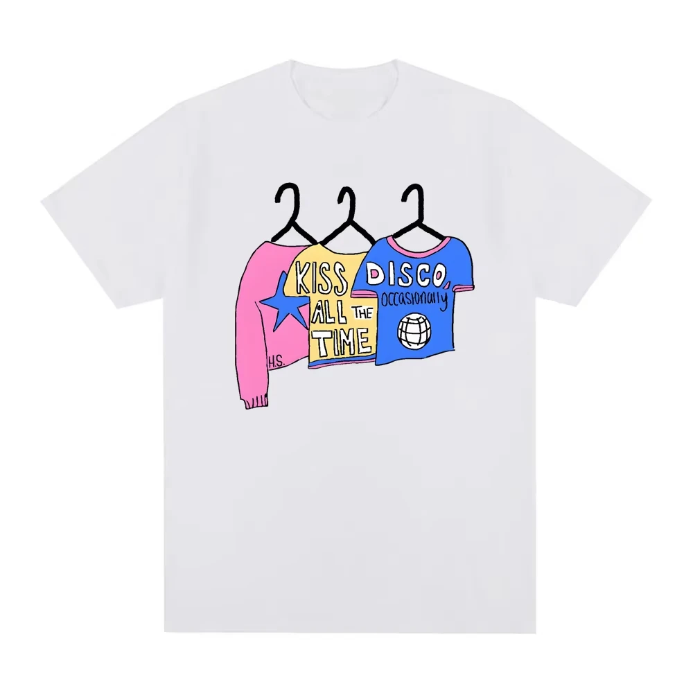 Kiss All The Time. Disco, Occasionally Greeting T-Shirt HighQuality HarryStyle Tee Summer Oversized Clothes Fashion Cotton Tops