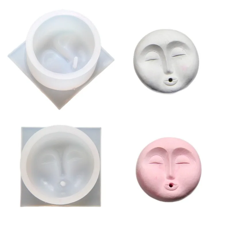 DIY Candle Silicone Mold Face Gypsum Aromatherapy Burner Resin Epoxy Mold Desktop Living Room Incense Burner Decoration Ornament