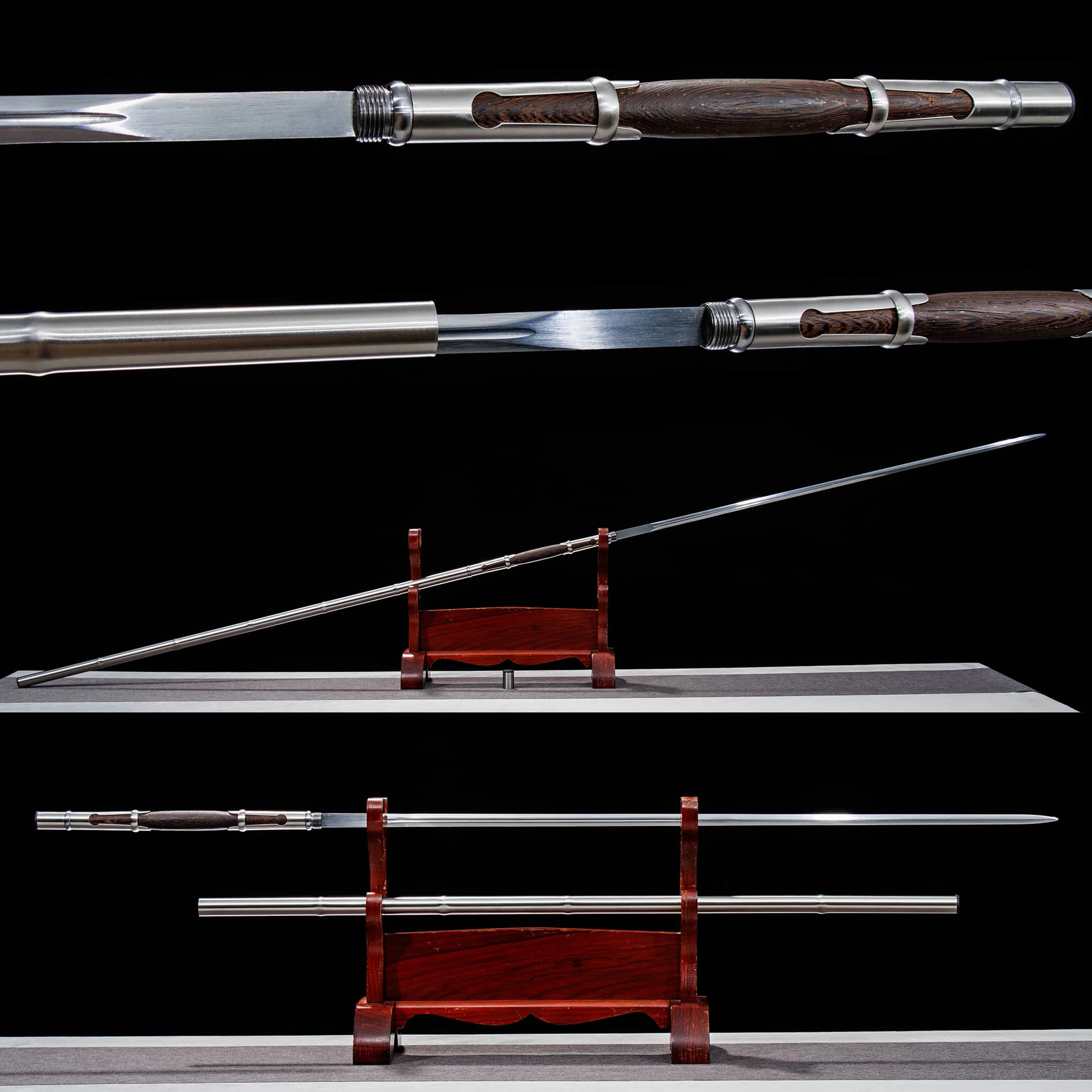 Reverse-mounted stainless steel walking stick katana Ninja martial staff fighting combat Gift martial arts enthusiasts Not sharp