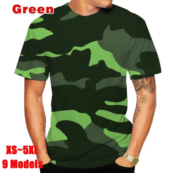 Men\'s Personalized T-shirt Summer Camouflage 3D Printing T-shirt Loose Soft Comfortable Breathable T-shirt Men\'s Top