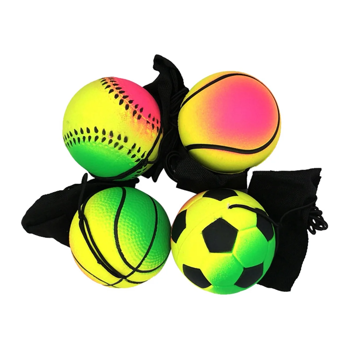 B Bouncy Ball Hand Bouncy Wrist Elastic Wrist Balls Hover Soccer Wristband Toys for Wrist Line Balls Kids Outside Toys