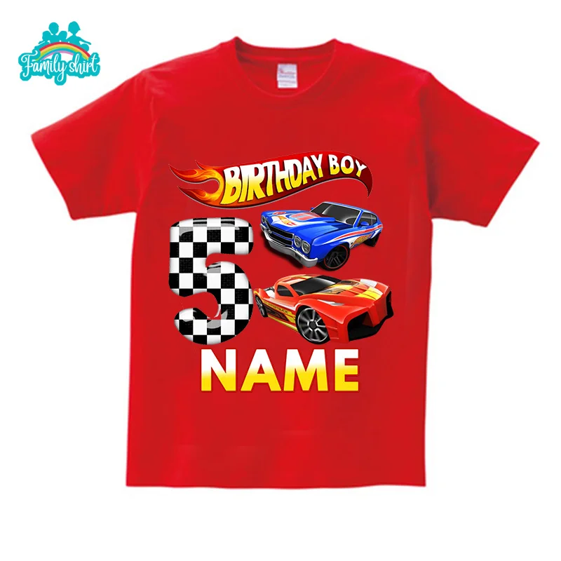 Kids Racing Birthday T Shirt 5 Year Old 2nd T Shirt Kids Shirts for Children Party BOYS Summer Custom Name Toddler Baby T Shirts