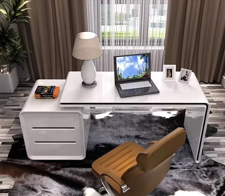 High quality new design unique small size white lacquer staff computer office desk