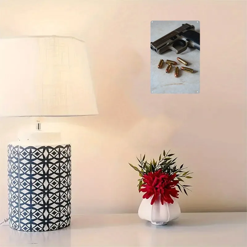 1 قطعة نموذج معدني لمسدس LCR مع رصاصات - ديكور حديدي عتيق للمنزل والبار وغرفة الألعاب |   علامة أصلية على الطراز العسكري