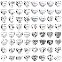 Nuovo 925 Sterling Silver All Heart Series Sister figlia Charms Fit originale braccialetto fai da te collana gioielli da donna creazione regalo