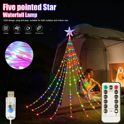 LED USB Christmas Tree  Fairy Lights 3M/2M  Star Waterfall Lights With 8 Modes For  Party Hoome Decoration Holiday Lighting