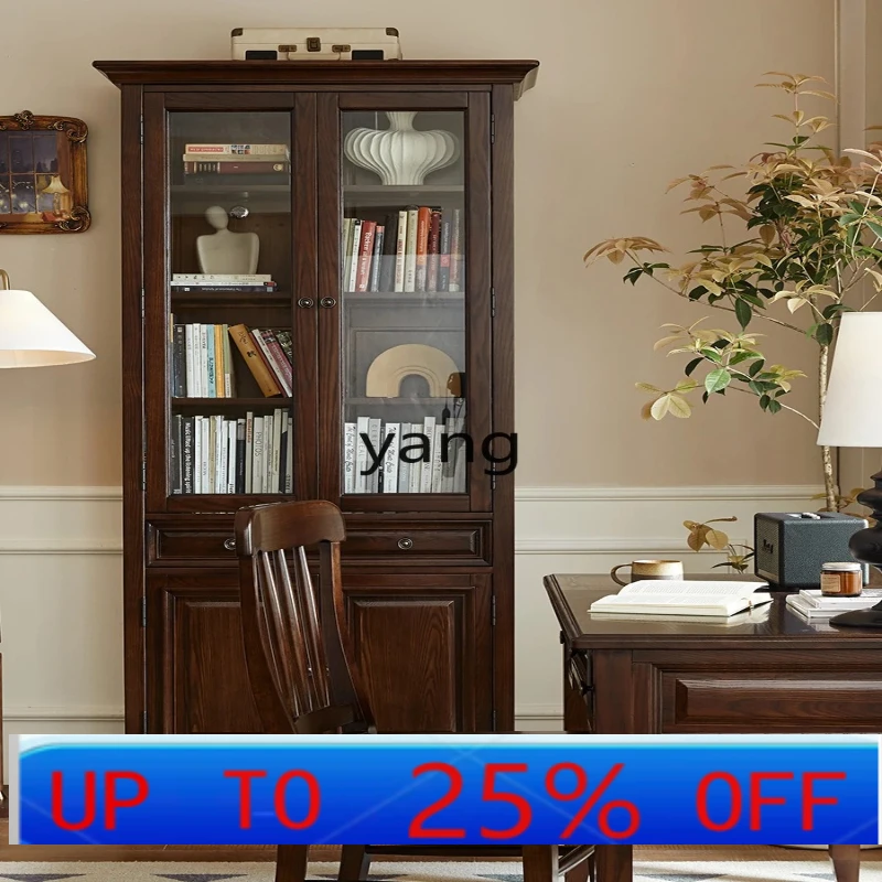 

LH American all-solid wood two-door three-door bookcase light luxury rural storage storage