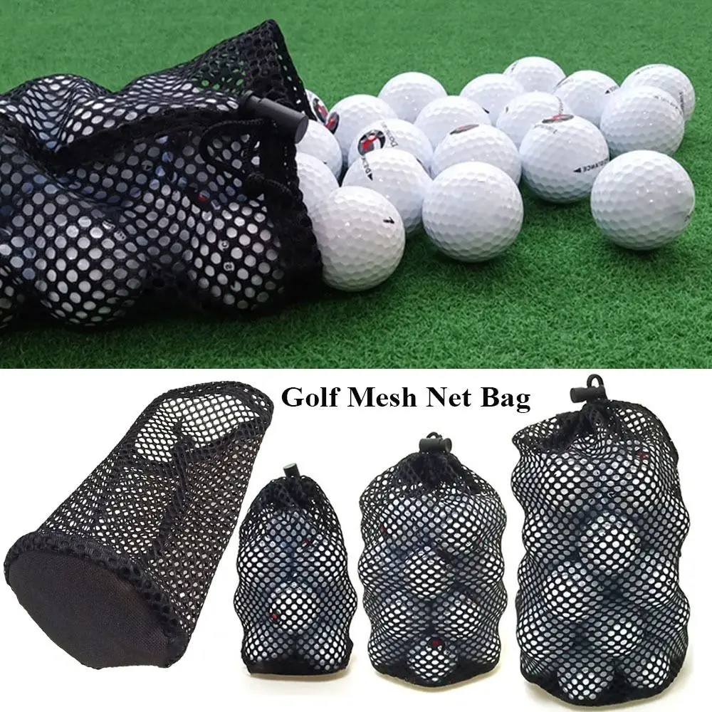 3Sizes Drawstring Pouch 12/25/50 Ball Carrying Golf Tennis Bag Mesh Net Bag Golf Ball Holder Nylon Bag