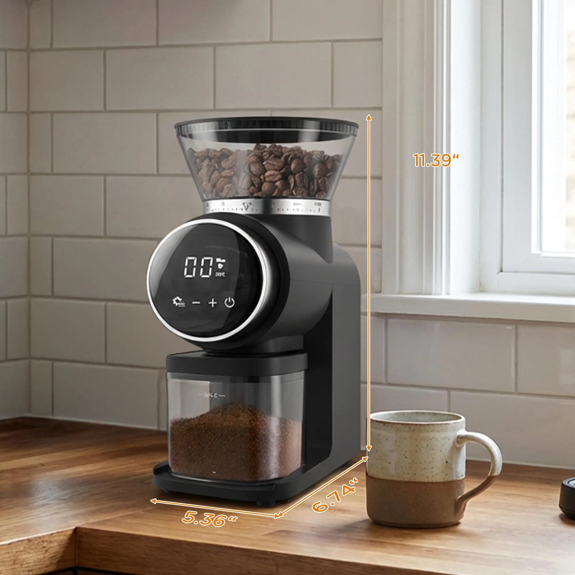 Coffee Grinder Electric, Upgrade Conical Burr Coffee Beans Grinder with Touch Panel, Adjustable Burr Mill with 30 Grinding Sizes