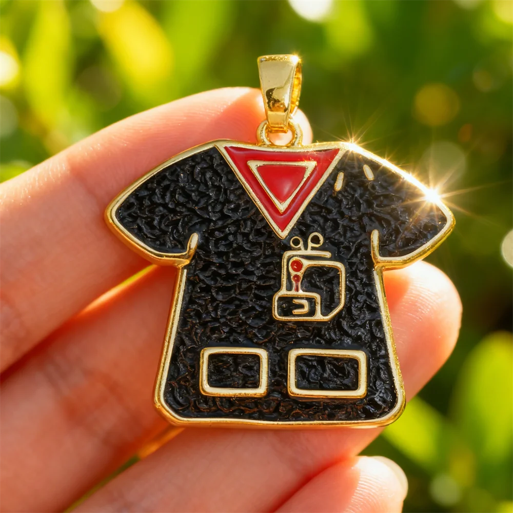 

3Pcs Pendants brass Enamel Sewing Machine Shirt Charms for DIY Jewelry Making Necklace Bracelet Daily Decoration Accessories