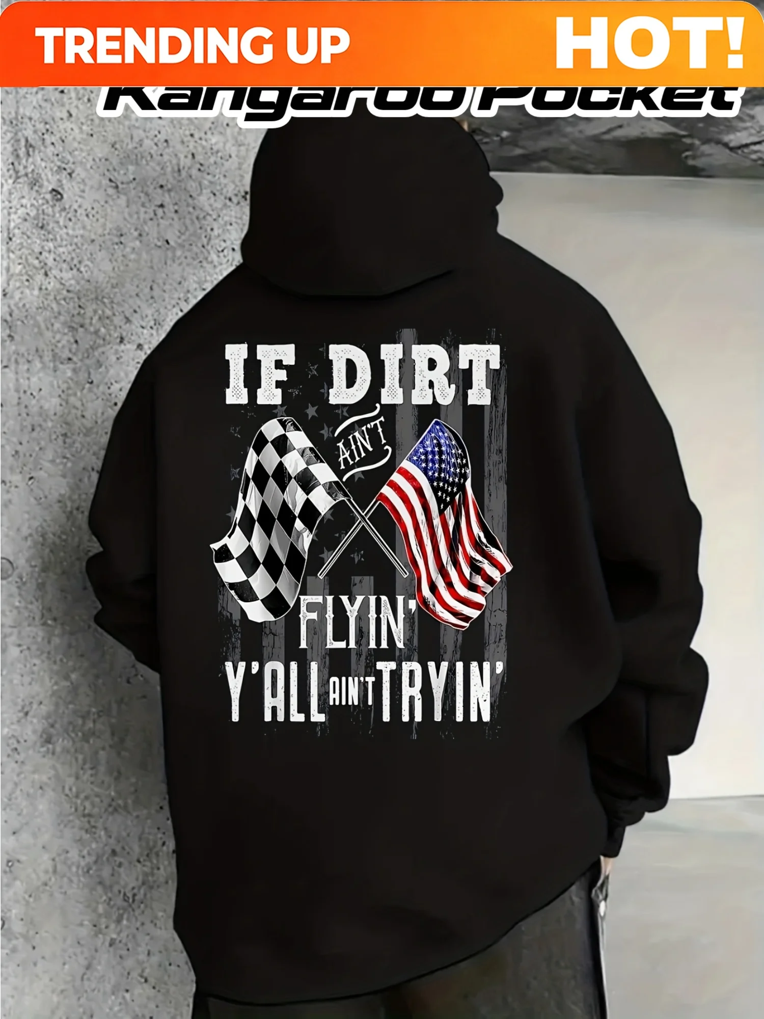 Customization Men's & Women's Dirt Track Racing Motocross Hoodie - Cotton Blend Pullover With Motocross & Checkered Flag Graphic