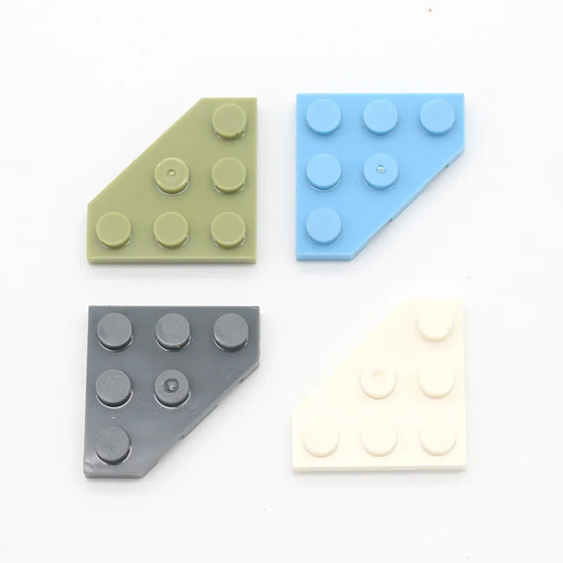 30pcs Moc Wedge Plate 3x3 Cut Corner 5 Sides 6 Holes 2450 DIY Enlighten Building Blocks Bricks Compatible with Assembles Parts