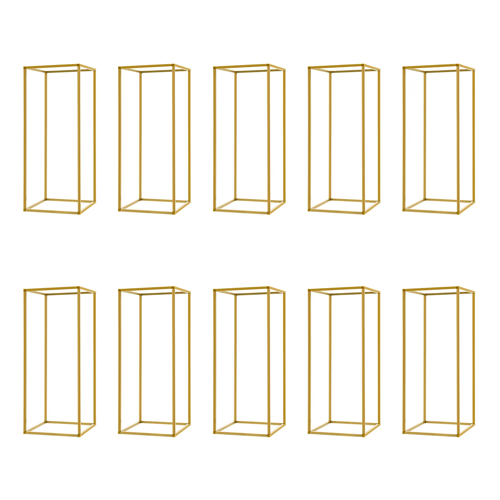 10 Pieces Square Wedding Flower Rack, Wedding Flower Stand, Flower Stand, 60cm Flower Holder Set, 10mm Pipe, Plastic Triangle Fittings, Modern Gold Decorative Display for Party, DIY Bouquet Arrangement, Home and Event Decoration Tools