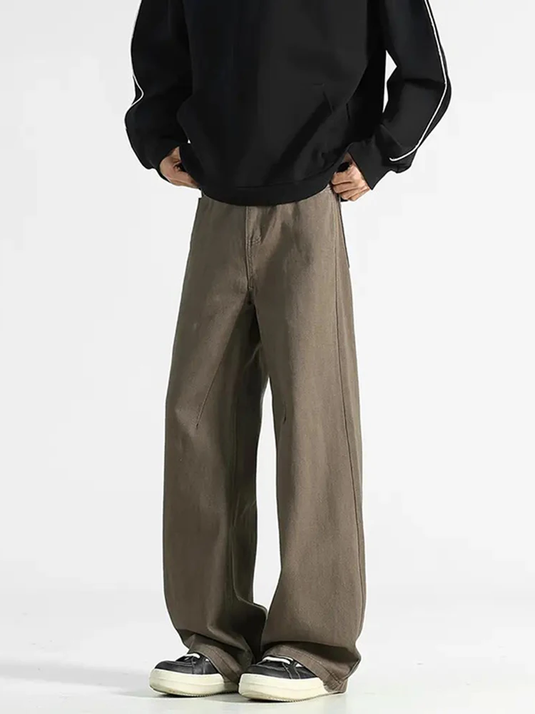 

Мужские повседневные джинсы Cé Brown прямого кроя, осенне-зимние, винтажные, в американском уличном стиле, широкие брюки свободного кроя