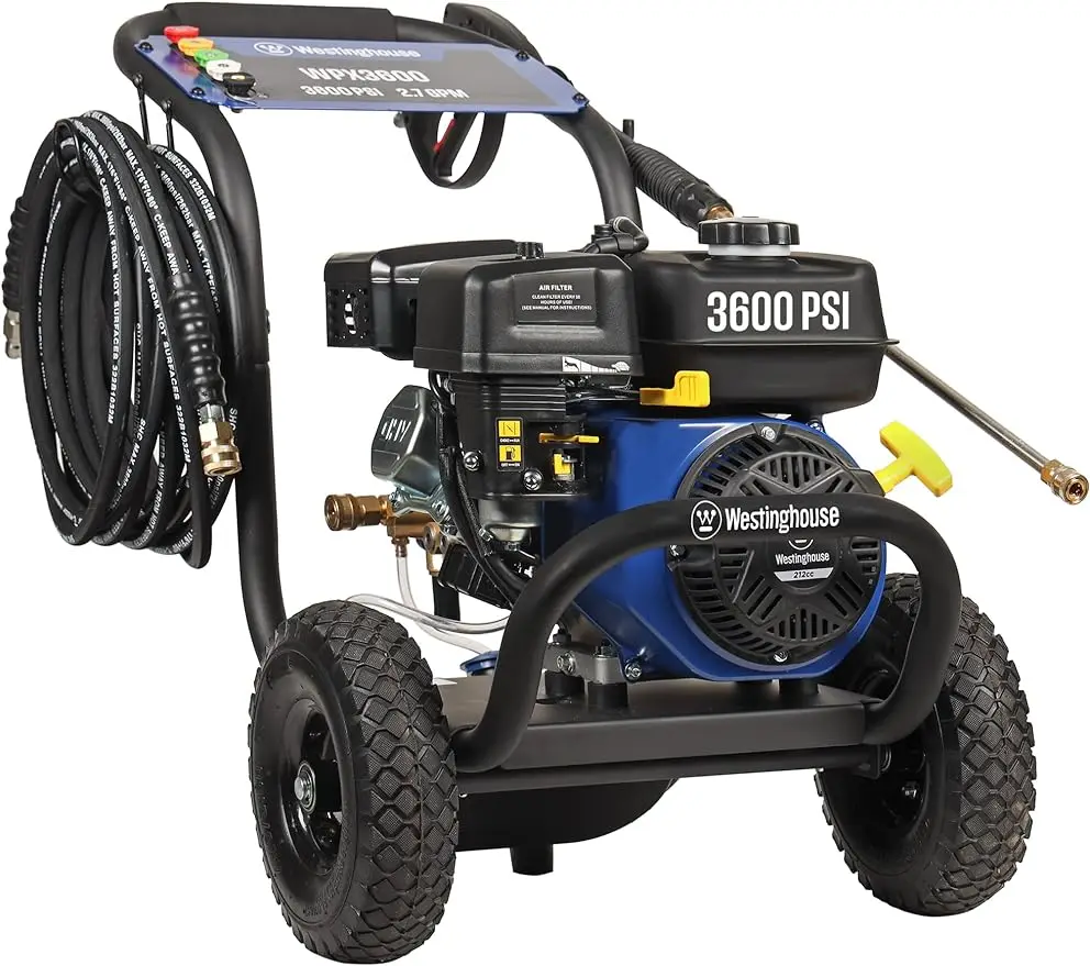 WPX3600 Gas Pressure Washer, 3600 PSI and 2.7 Max GPM, Onboard Soap Tank, Spray Gun and Wand, 5 Nozzle Set, CARB Compliant