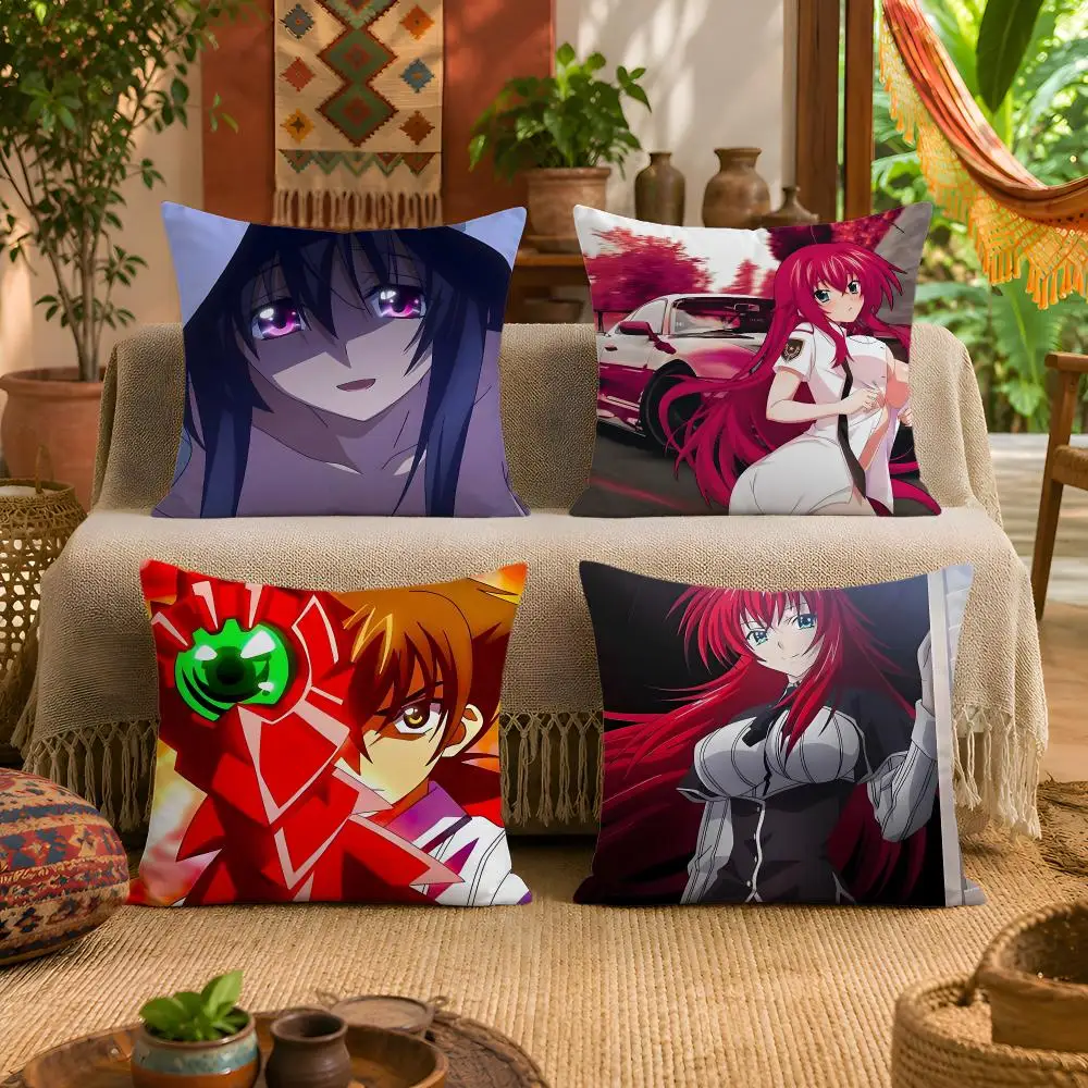 H-High School DxD Anime Cushion Cover 1pc Square Plush Pillow Cover Soft Fuzzy Removable Washable Sofa Bed Bedroom Decor