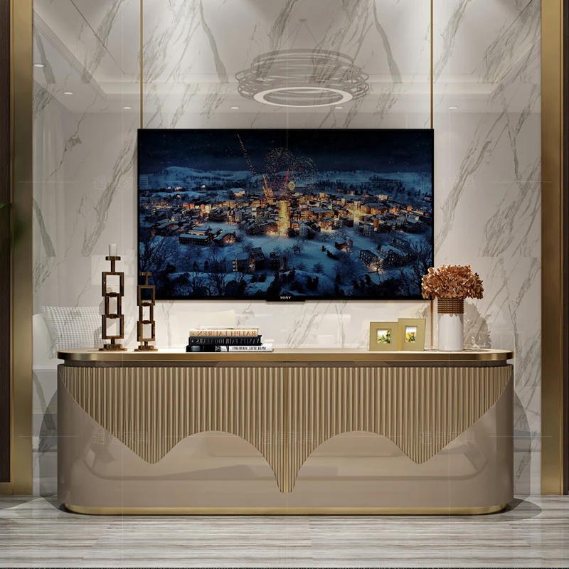 

Light luxury TV cabinet Post-modern simple TV cabinet Paint baking process American small apartment high living room Hong Kong f