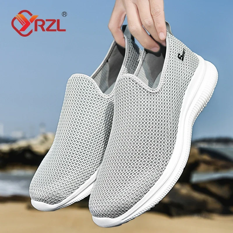 

YRZL Men's Running Shoes Summer Casual Sports Lightweight Breathable Mesh Sneakers Comfortable Slip on Walking Shoes for Men