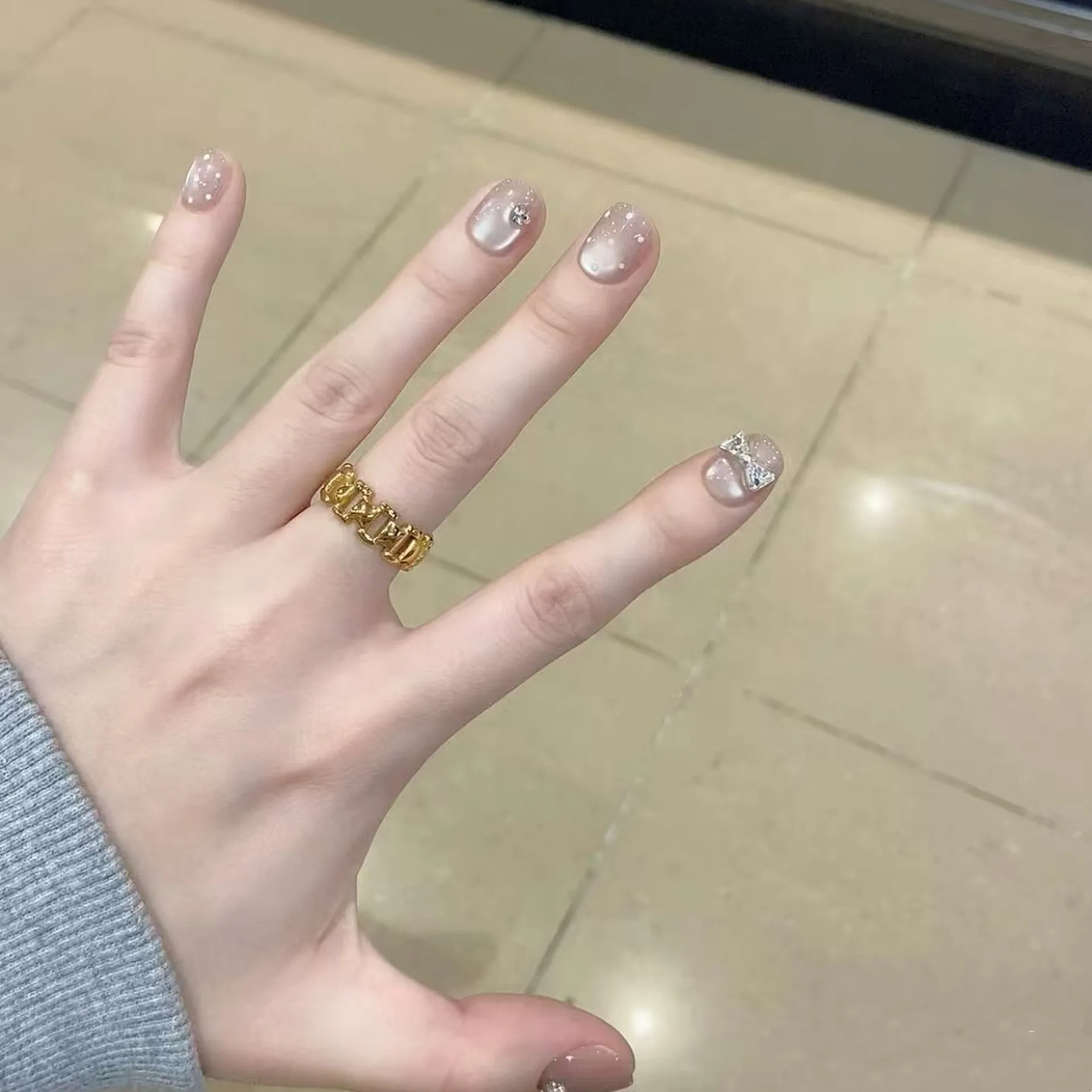 10 pezzi fatti a mano francesi breve stampa sulle unghie lucide cat eye a pois diamante fiocco design unghie finte unghie indossabili consigli artistici ragazze