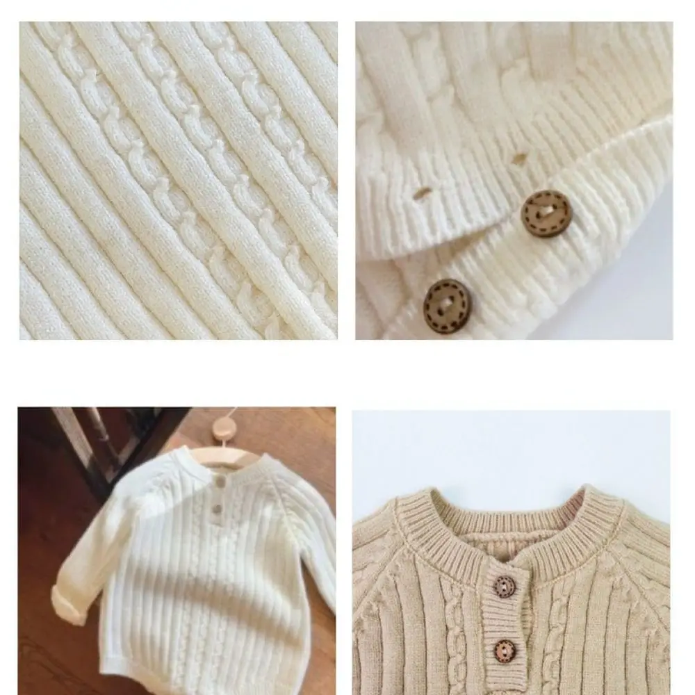Autumn Winter Baby Knitted Jumpsuit Cotton Long Sleeve Romper Korean Style Infant Bodysuit Soft Toddler Clothes Outfit