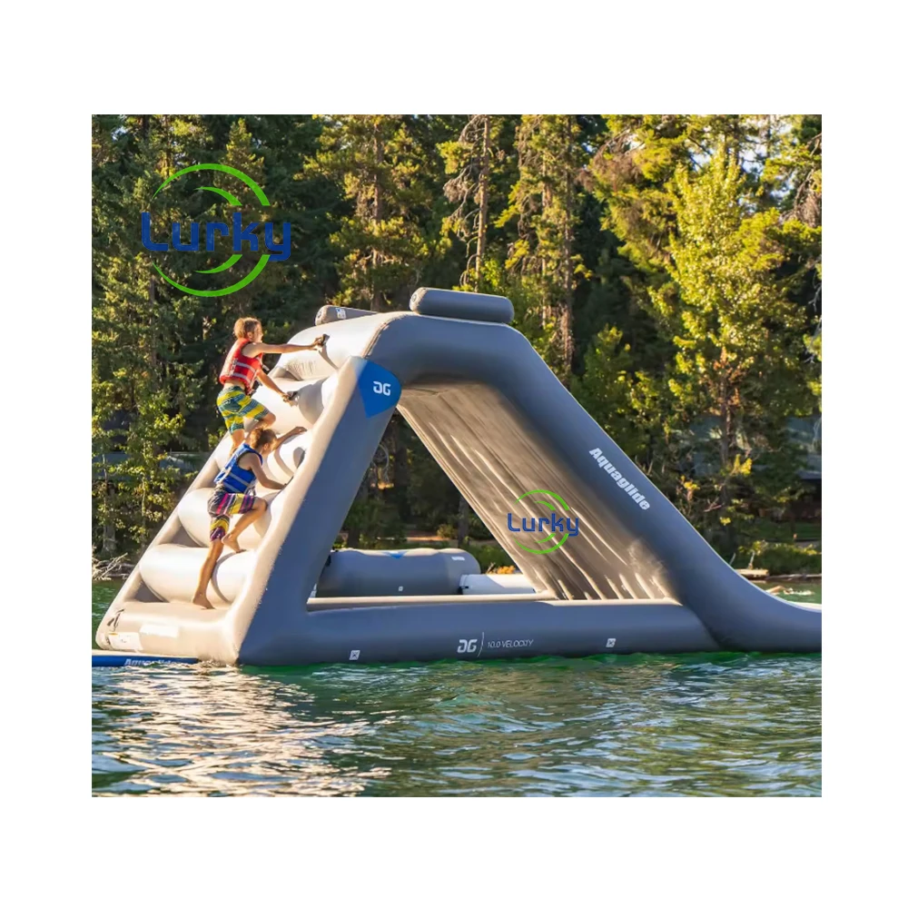 

High Quality Inflatable Floating Slide Water Slide Inflatable Jumping Trampoline Floating Island Water Park Triangle Water Slide