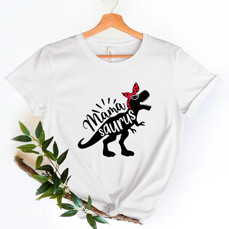 

Mama Saurur Funny Dinosaur Printed Women T Shirt Mom Life Vintage Tshirt Female Summer Fashion Cotton Mothers Day Gift Clothes