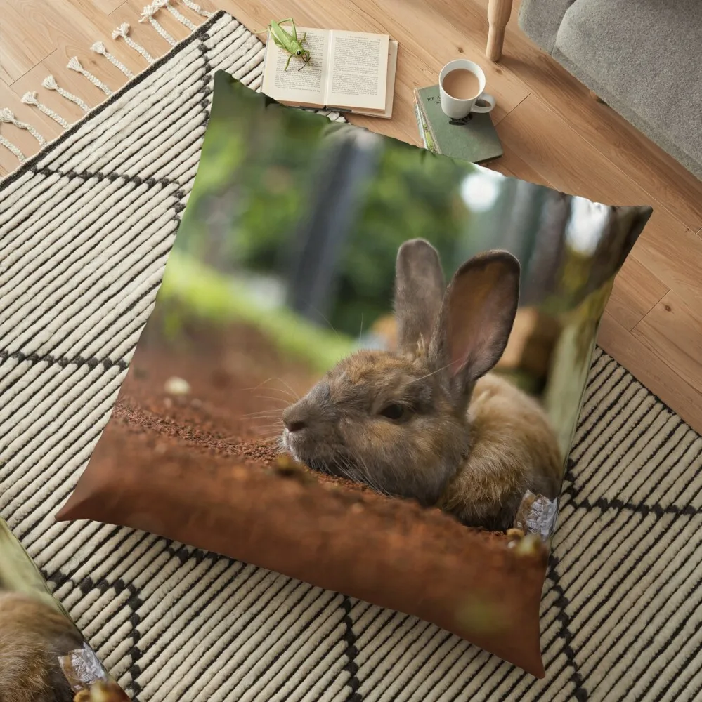

Brown rabbit on relax try to sleep Floor Pillow Elastic Cover For Sofa Cushions For Sofa Decorative Cover For Living Room
