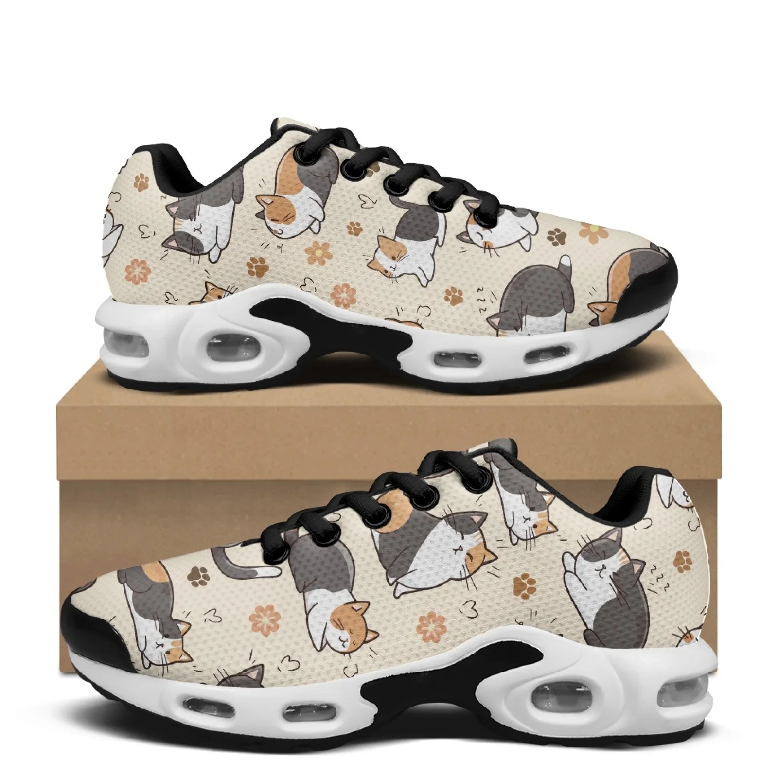PENSTROLL Calico Cat Paws Tennis Sneakers Air Cushion Sneakers for Men Lightweight Gym Training Walking Shoes