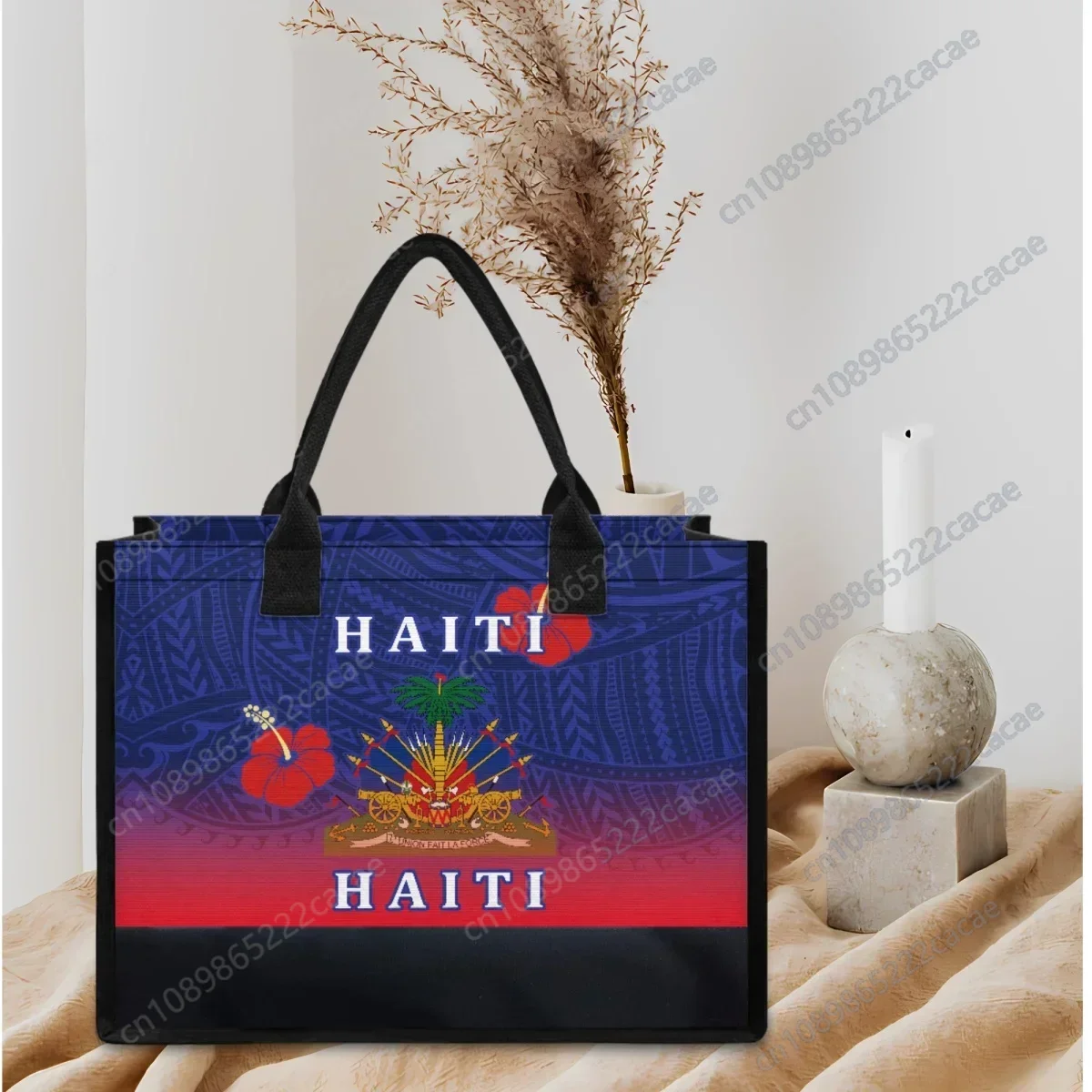 Haiti Polynesia Creative Designer Portable Tote Bag Large Capacity Wedding Party Casual Shoulder Bag Canvas Shopping Handbags