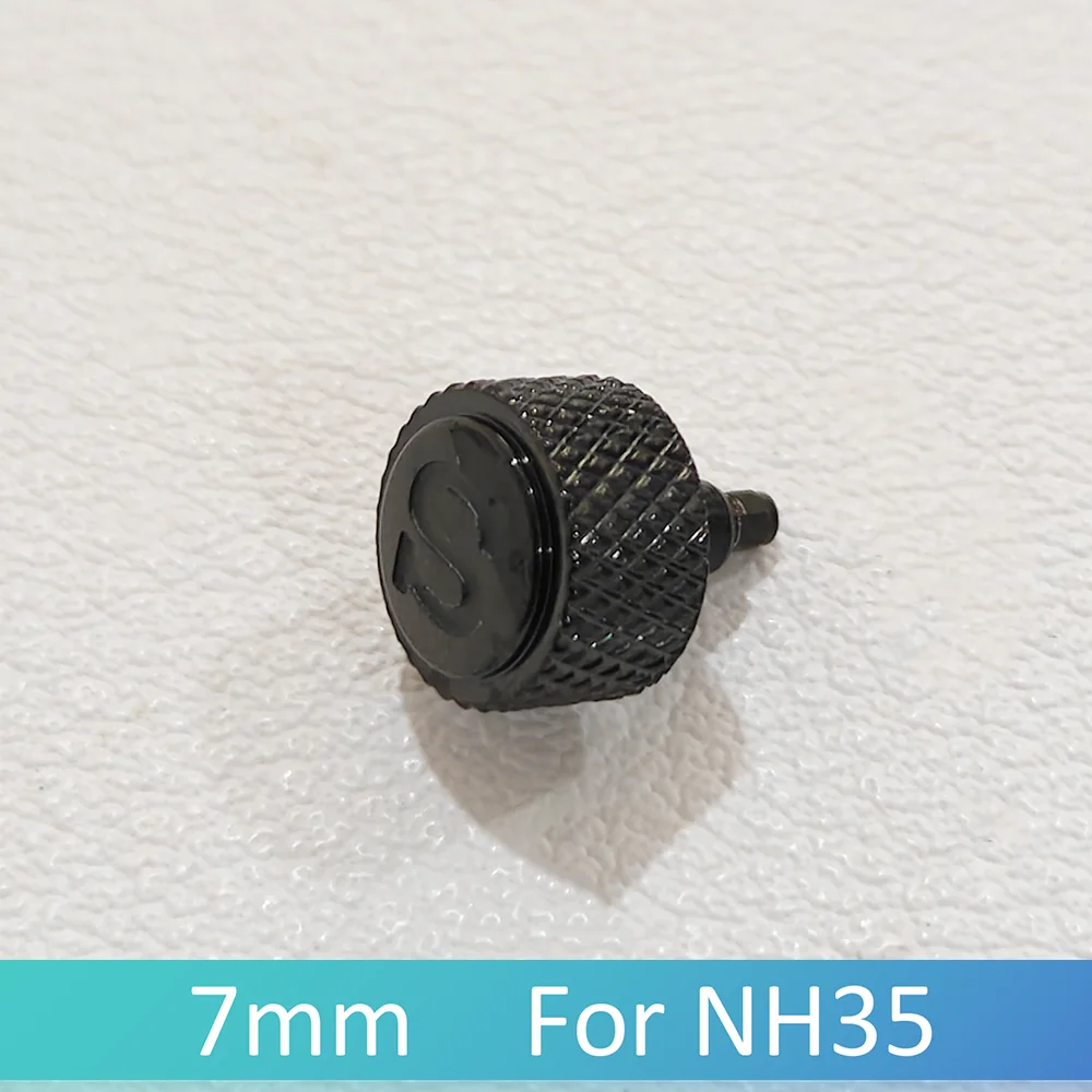 7 мм для NH35 Crown S Logo, серебристый, черный, золотой, многоцветный, нержавеющая сталь 316L, точные ввинчивающиеся коронки, запасная часть