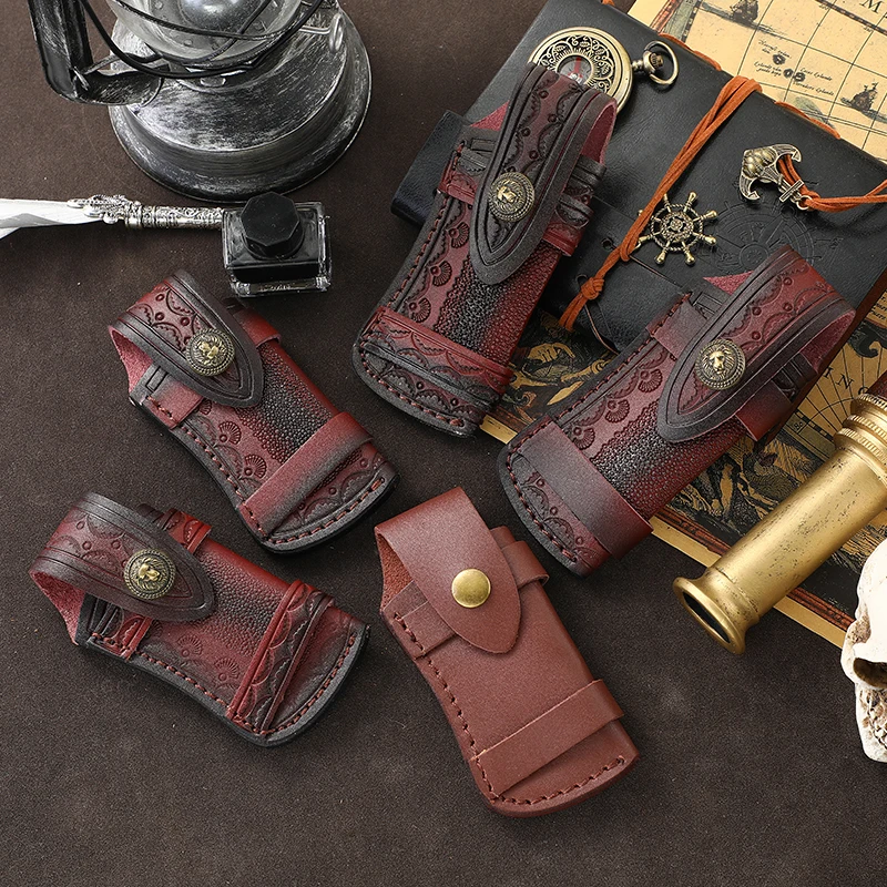 Leather/Cowhide Folding Knife Sheath for Belts Knife Cover Knife Storage Pouch Knife Protective Case Multitool Pouch Knife Pouch