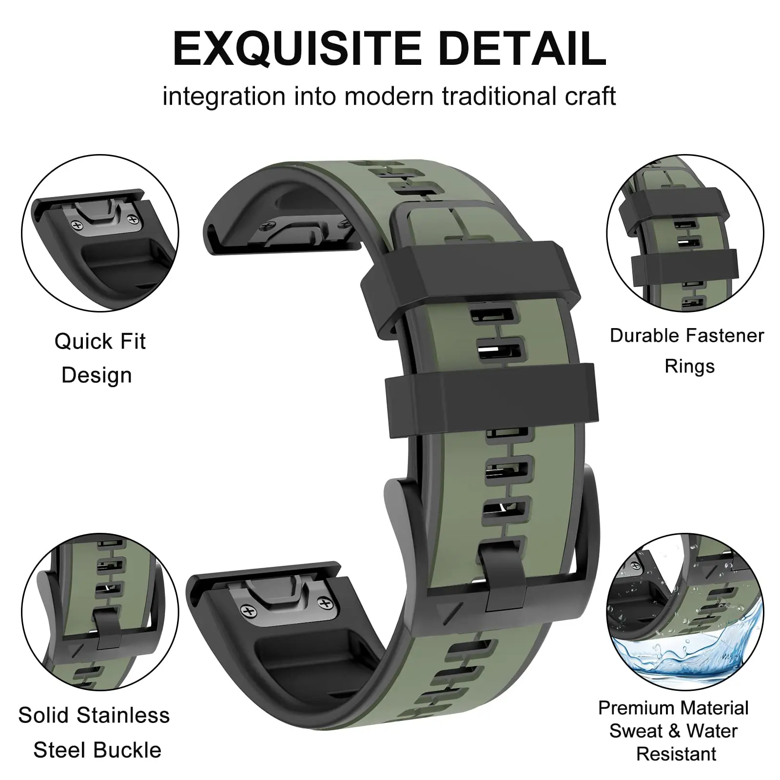 Strap for Fenix 7X/Fenix 6X/Fenix 5X, Quick fit Watch Band For Garmin Fenix 6X Pro/Fenix 5X Plus/Descent Mk2 Silicone Wristband