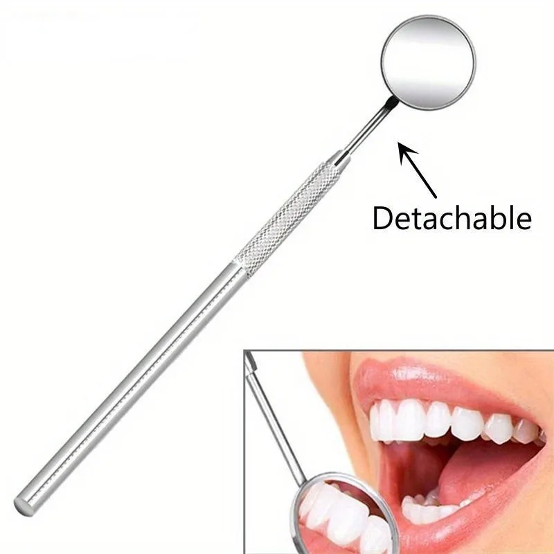Stainless Steel Oral Hygiene Tooth Tool Kit With Mouth Mirror, Scaler & Pick Tools, Non-Slip Patterned Handle Teeth Cleaning Kit