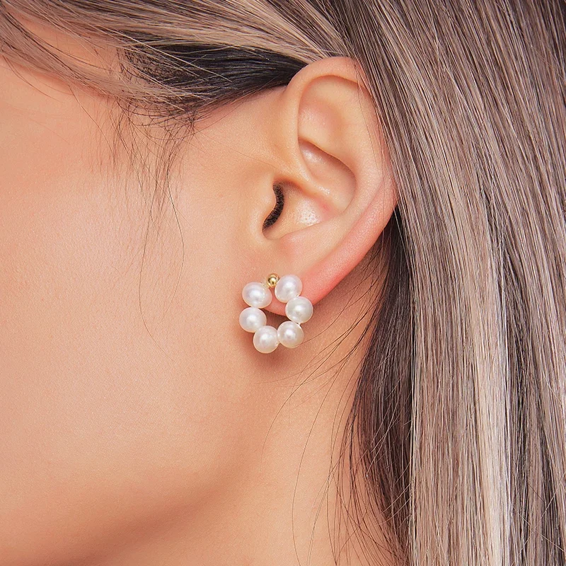 

HENGSHENG 5-6mm Mini Pearl Earrings 925 Sterling Silver Earrings Natural White Pearls Flat Round for Women Girls Jewelry Gift