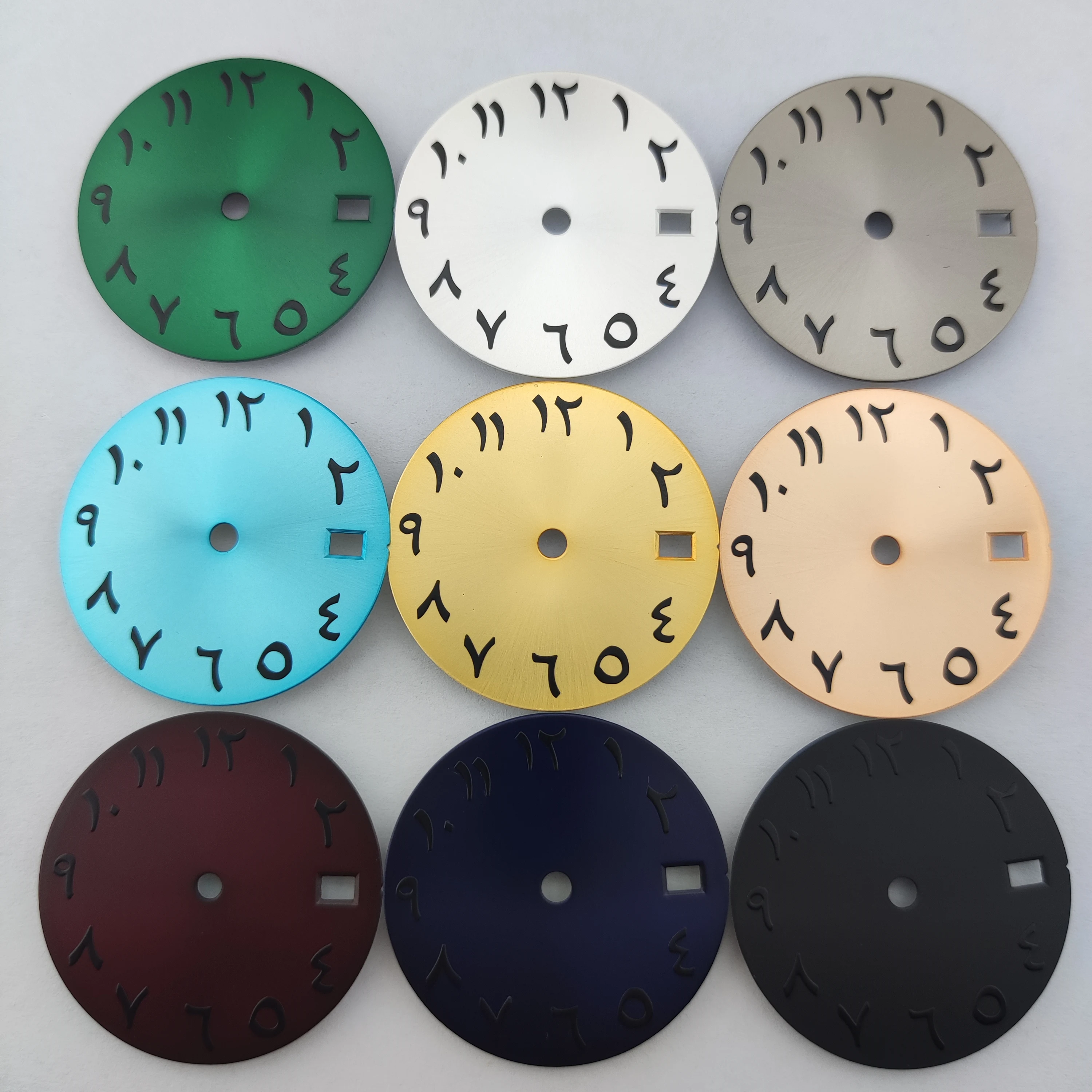 NH35 Dial 28.5mm 3D Metal sticker Arabic digital dial single calendar for NH35/NH34/NH36/7S26/4R men's mechanical movement