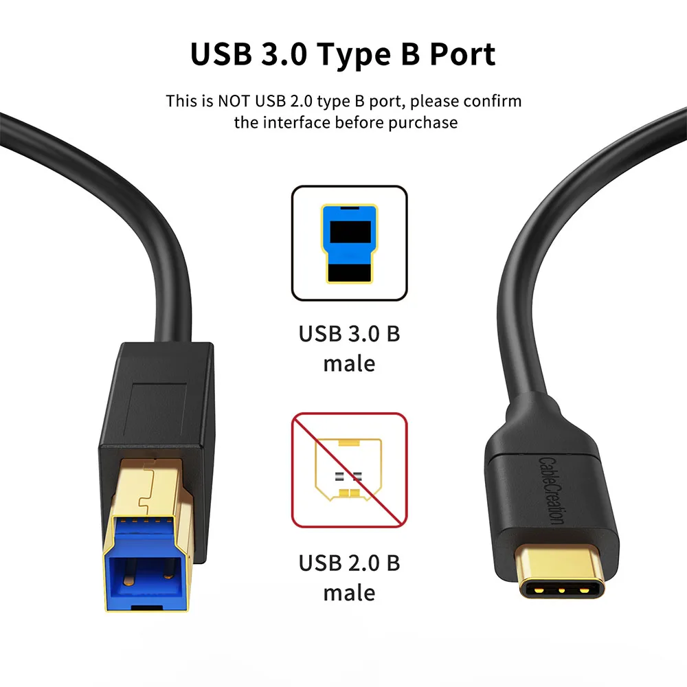 CableCreation USB C to USB Type B 3.1 Cable 10Gbps for Thunderbolt 3 Host MacBook Pro Air HP Canon Printer External Hard Drive