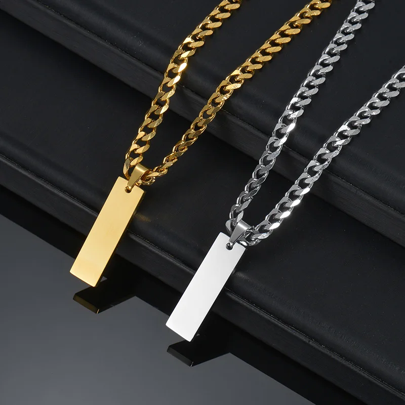 Multiple Styles Blank Geometric Necklace To Record For Men Women Stainless Steel Pendant High Quality Jewelry Gifts Wholesale