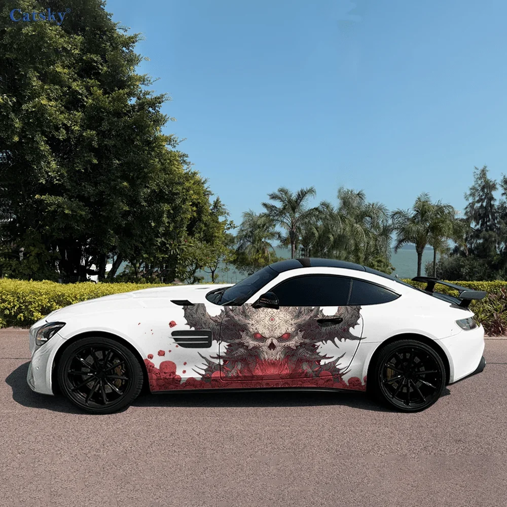 Fierce Monster Horror Skulls Car Vinyl Wraps Decal Self-adhesive PVC Sticker Suitable for Trucks SUV Decor Auto Accessories Gift