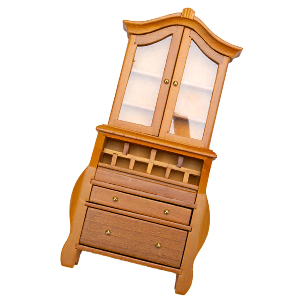 Mini House Kitchen Miniatures Decor Bookshelf Kids for Furniture Shelves Huanghuali Wood Model Micro Scene