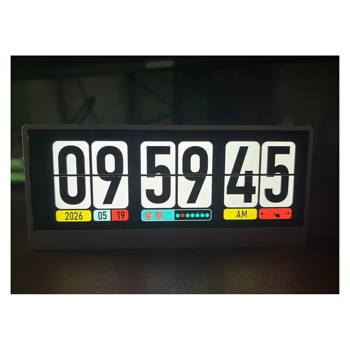 newA10R Page Turning Clock Music Spectrum Display Desktop LED Light Sound Control Visualizer Flip Clock Audio Level Indicator