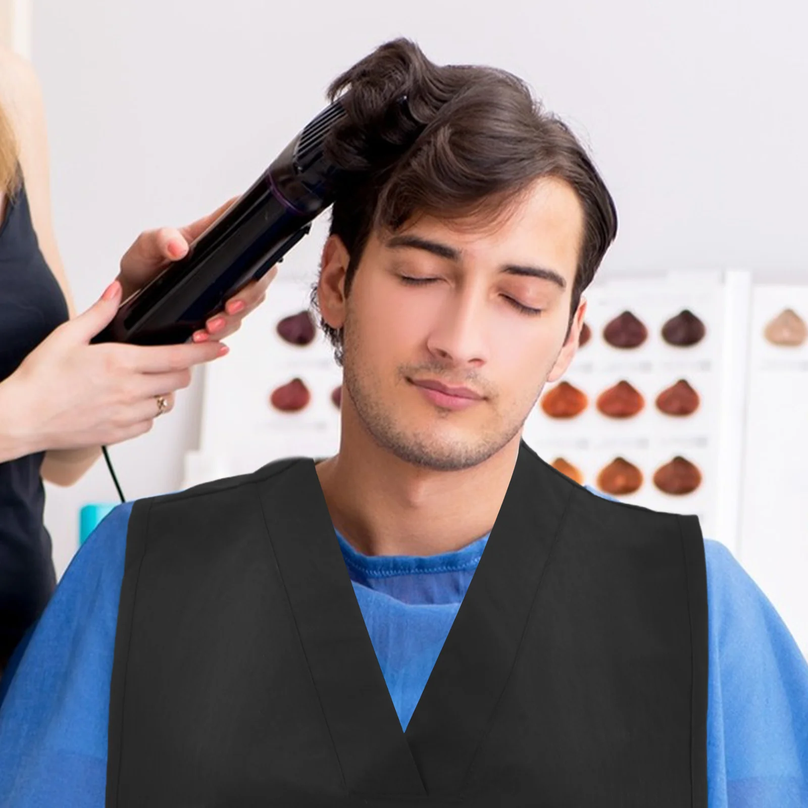 مريلة خلفية شبكية برقبة على شكل V بدون أكمام لتصفيف الشعر ملابس عمل لصالونات الحلاقة مع جيوب فائدة مريلة لصالونات التجميل